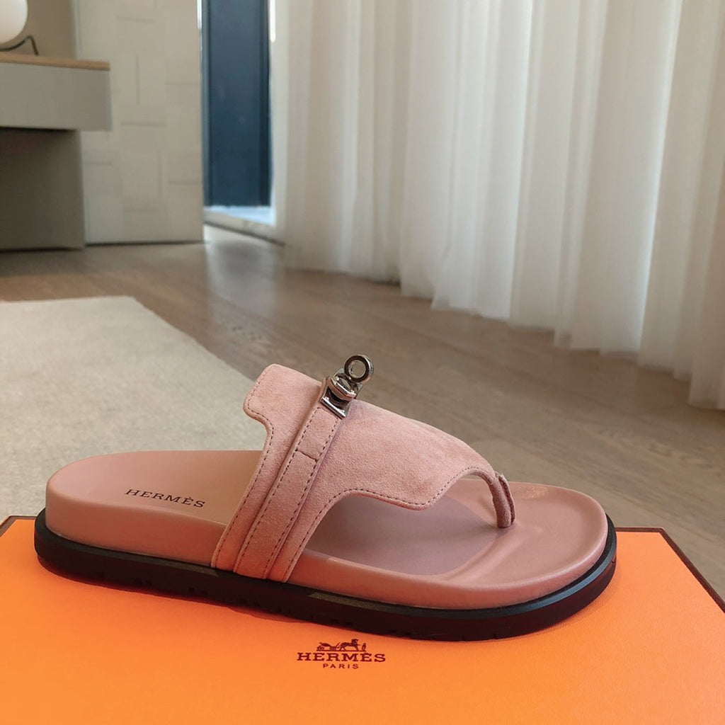 HERMES EMPIRE SANDAL LIGHT PINK SUEDE