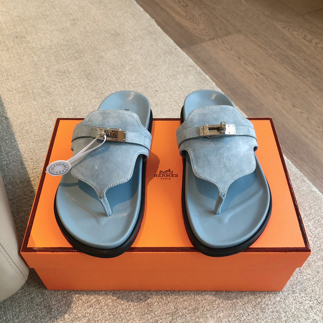 HERMES EMPIRE SANDAL SKY SUEDE