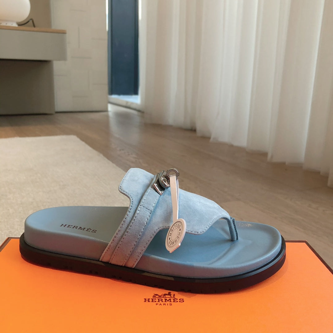 HERMES EMPIRE SANDAL SKY SUEDE