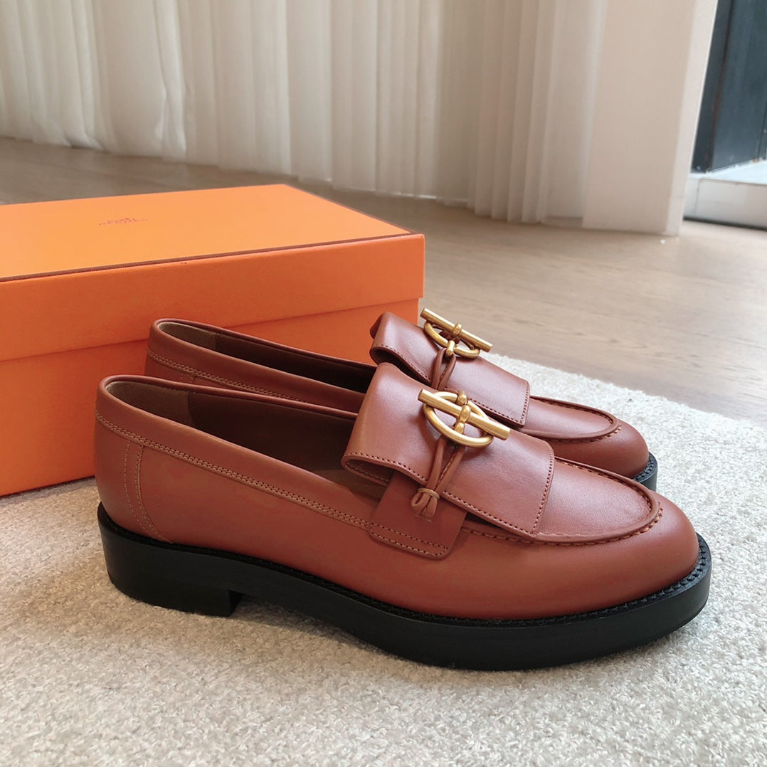 HERMES IMPACT LOAFER 25 CARAMEL CALFSKIN