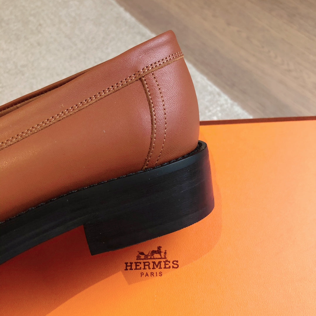 HERMES IMPACT LOAFER 25 CARAMEL CALFSKIN