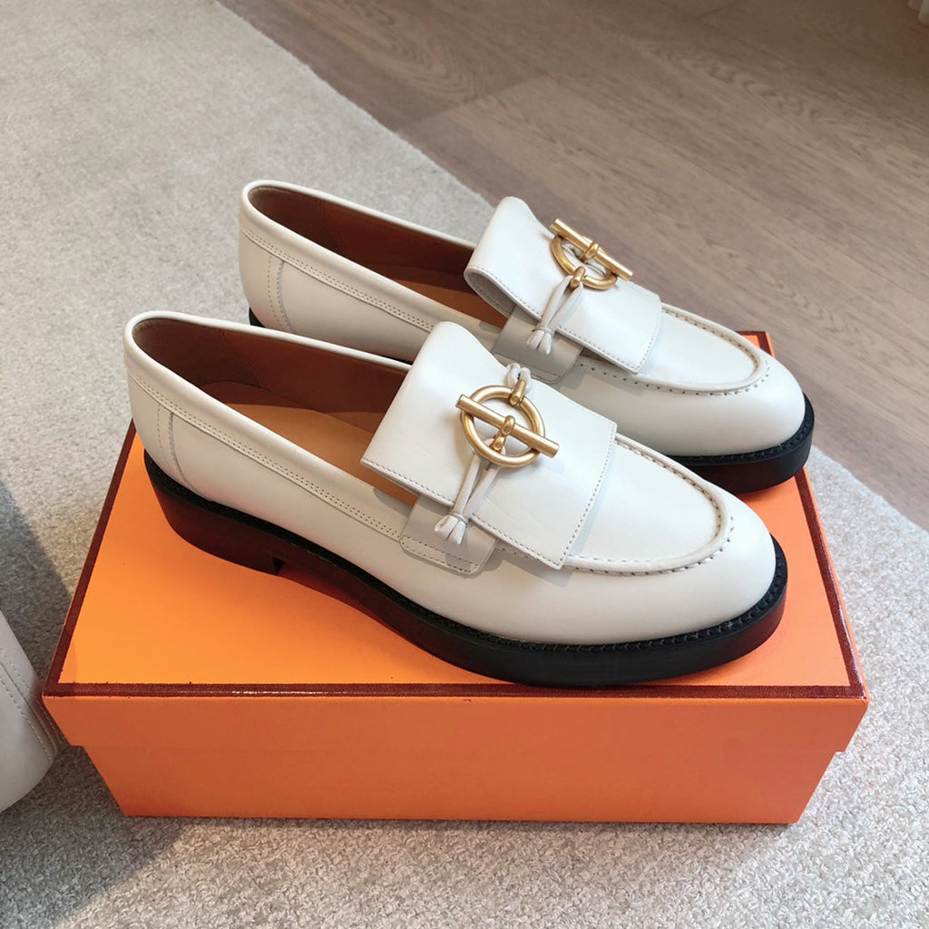 HERMES IMPACT LOAFER 25 WHITE CALFSKIN