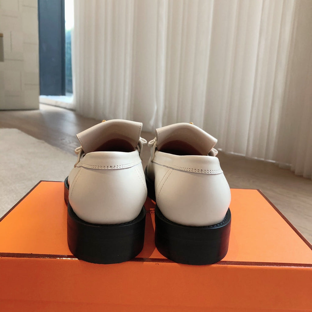 HERMES IMPACT LOAFER 25 WHITE CALFSKIN