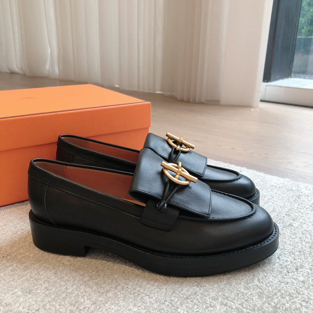 HERMES IMPACT LOAFER 25 BLACK CALFSKIN