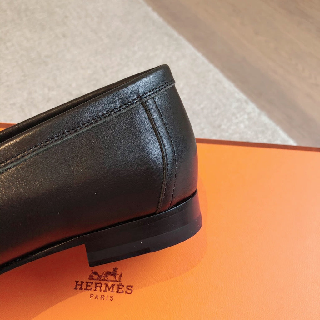 HERMES PARIS LOAFER BLACK MIX LIGHT GRAY CALFSKIN