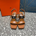 HERMES ILONA SANDAL 95 CARAMEL CALFSKIN