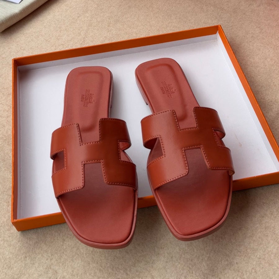HERMES 0RAN SANDALS IN GINGER ORANGE CALFSKIN