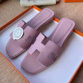 HERMES 0RAN SANDALS IN PASTEL PURPLE CALFSKIN