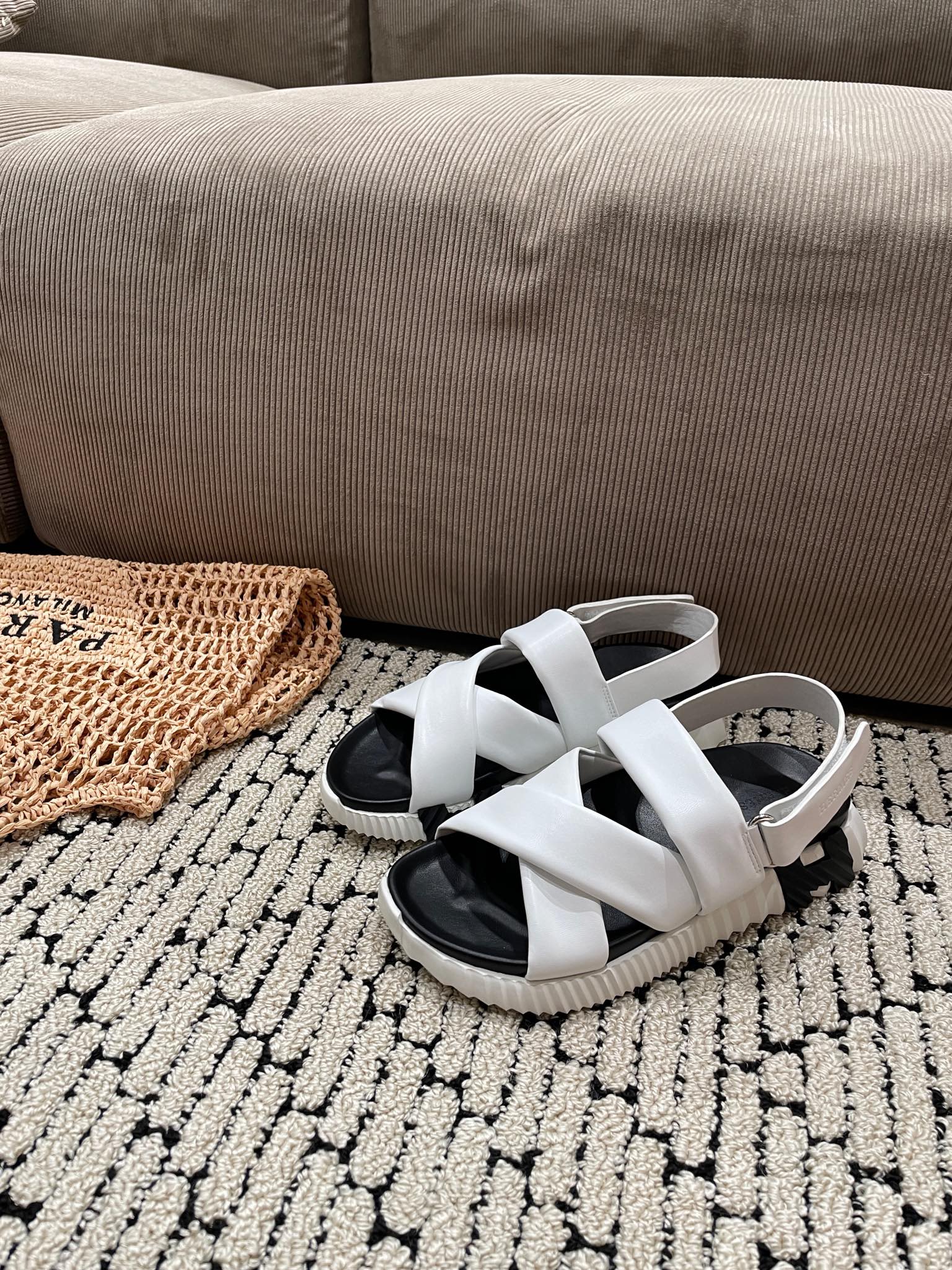 HERMES ELECTRIC SANDAL BLACK MIX WHITE CALFSKIN