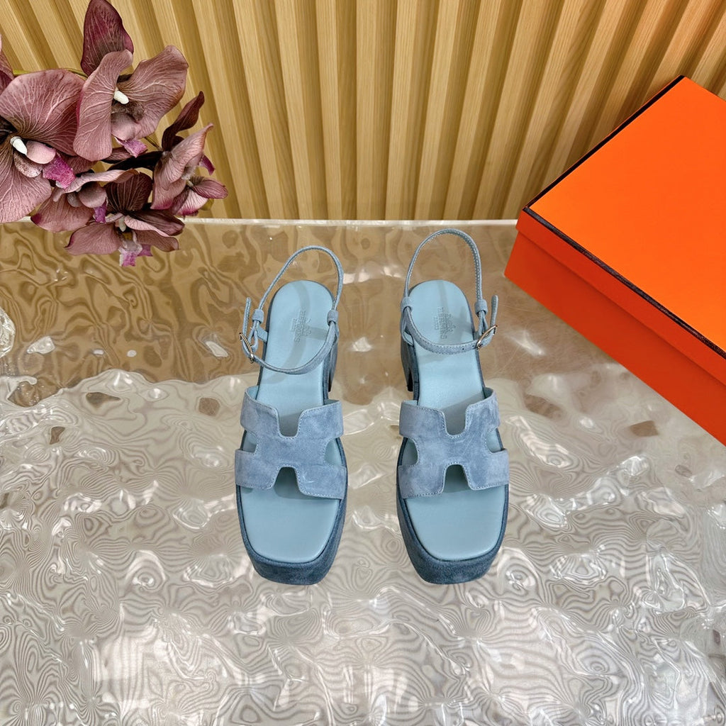 HERMES JAM 30 SANDAL IN SAPPHIRE BLUE VELVET