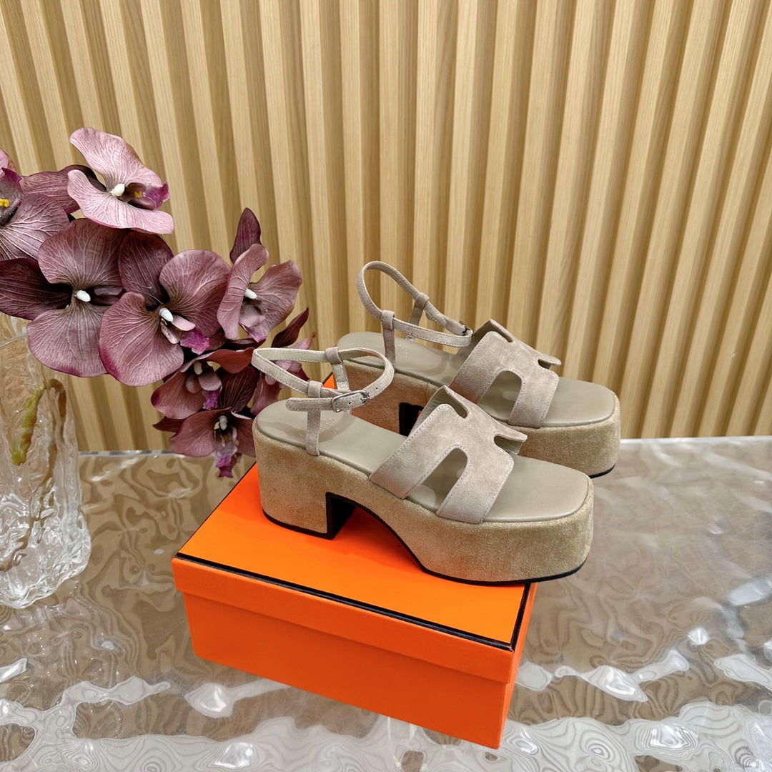 HERMES JAM 30 SANDAL IN TORTILLA BROWN VELVET
