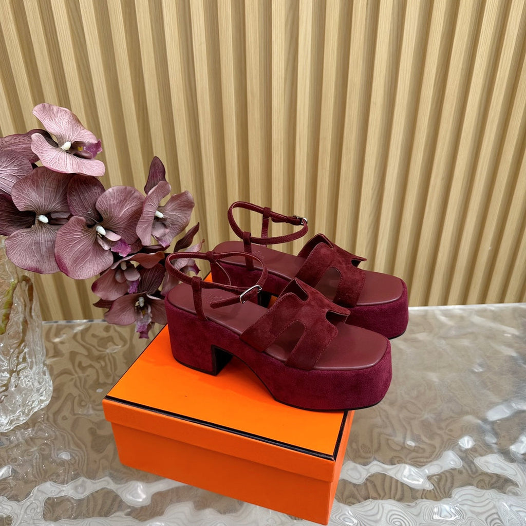 HERMES JAM 30 SANDAL IN BLOOD RED VELVET