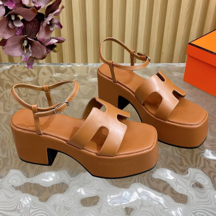 HERMES JAM 30 SANDAL IN BRONZE BROWN CALFSKIN