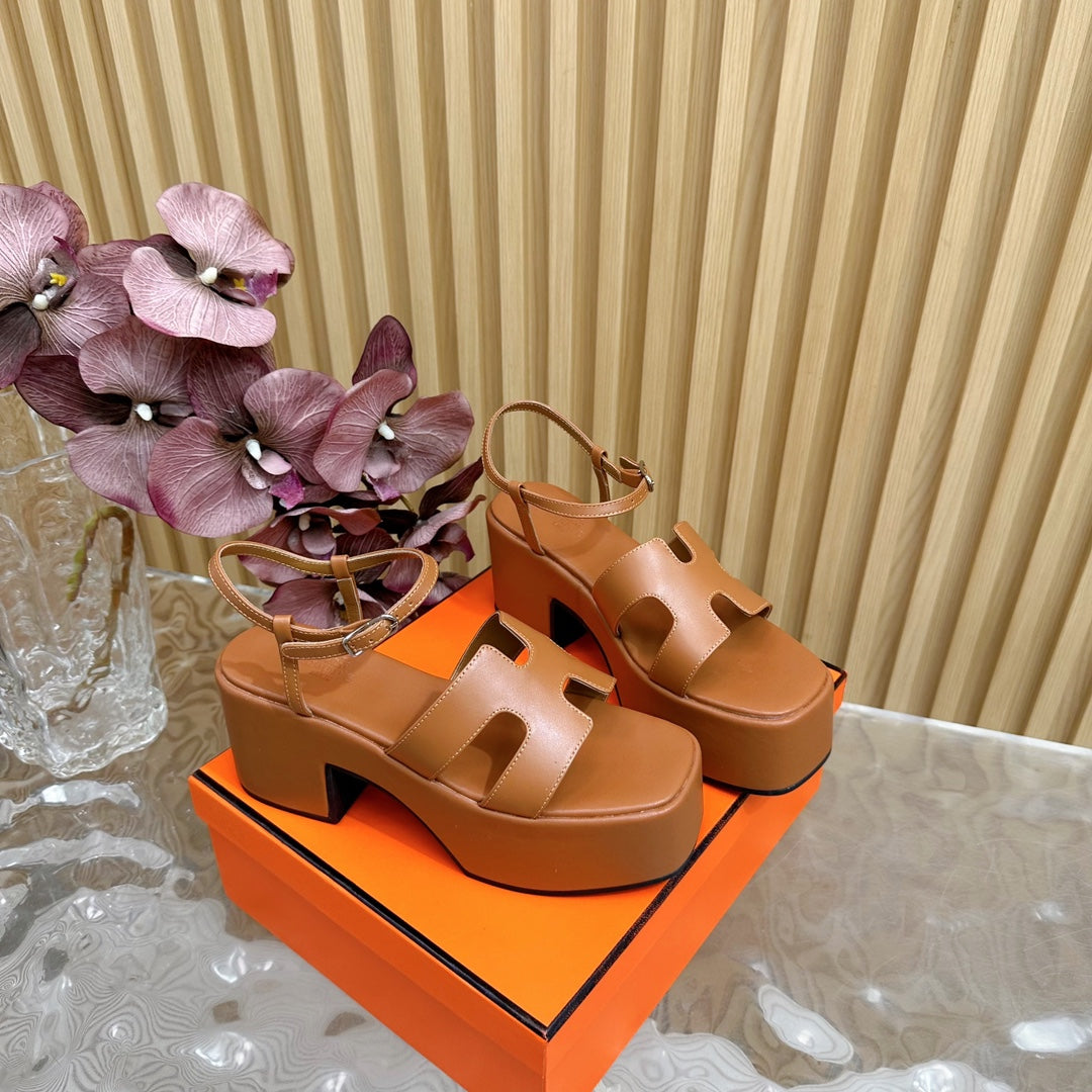 HERMES JAM 30 SANDAL IN BRONZE BROWN CALFSKIN