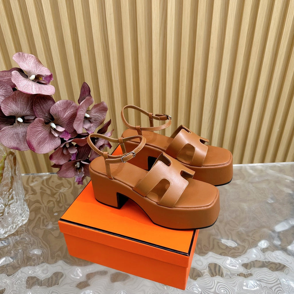 HERMES JAM 30 SANDAL IN BRONZE BROWN CALFSKIN