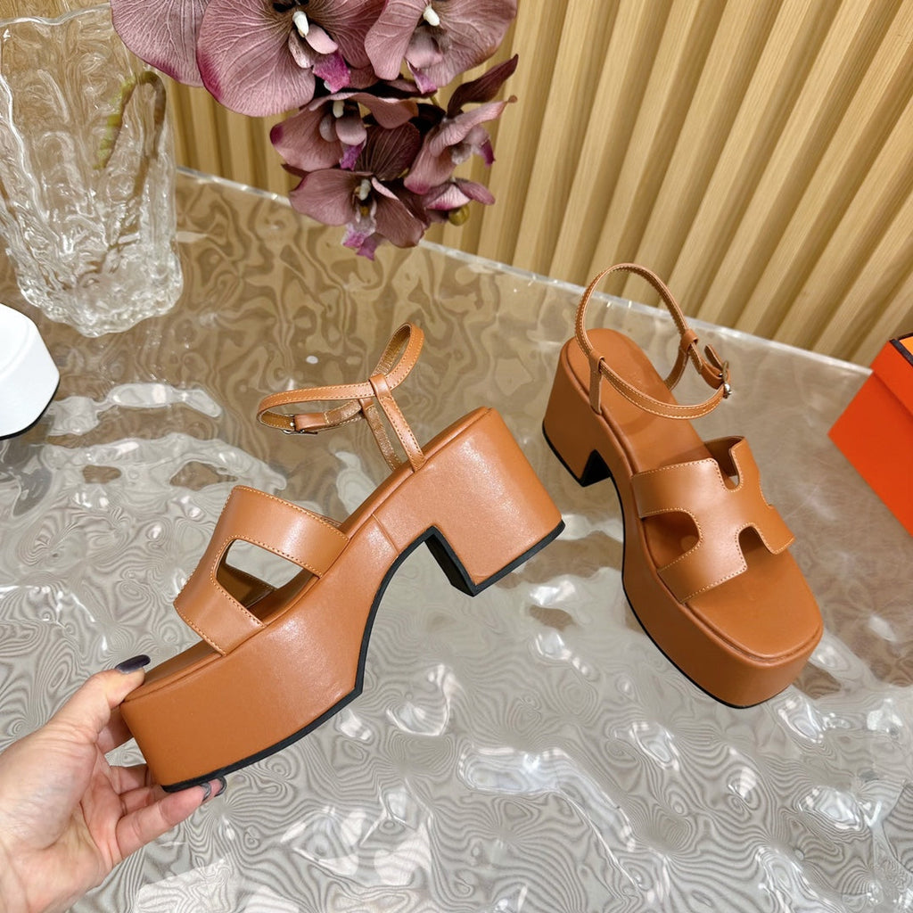 HERMES JAM 30 SANDAL IN BRONZE BROWN CALFSKIN