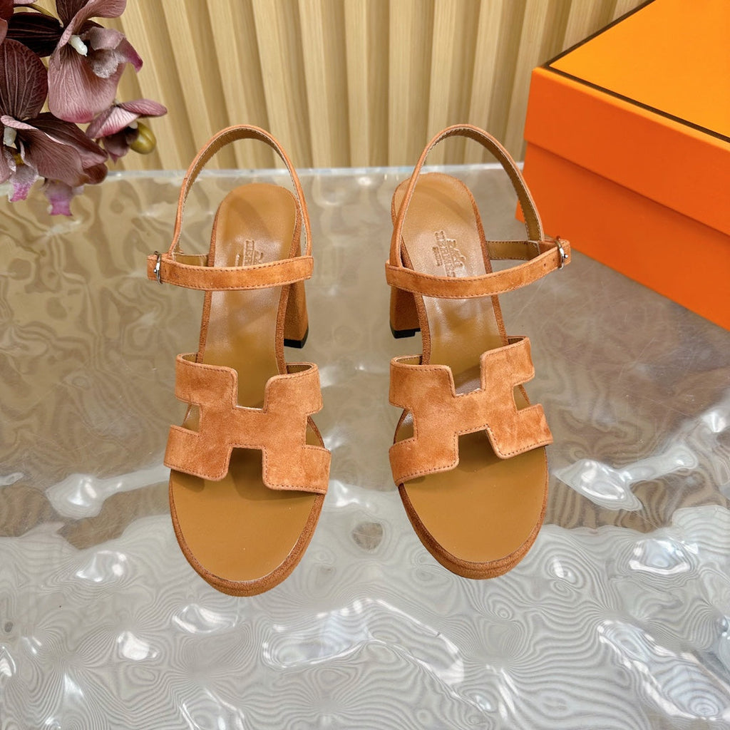 HERMES JAZZ 90 SANDAL IN BRONZE BROWN SUEDE