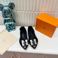 HERMES H-BUCKLE BALLLET FLAT BLACK CALFSKIN