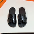HERMES IZMIR SANDAL BLACK LAMBSKIN WITH PATTERNS