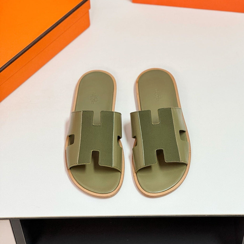 HERMES IZMIR SANDAL OLIVE MIX MOSS LAMBSKIN