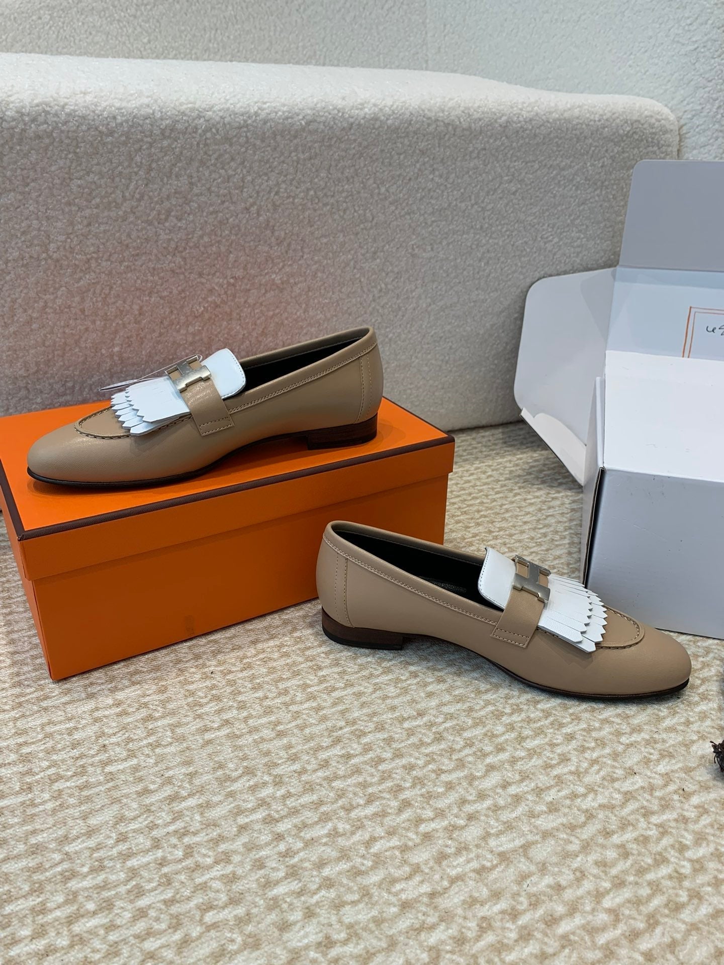 HERMES ROYAL LOAFER NUDE BROWN CALFSKIN