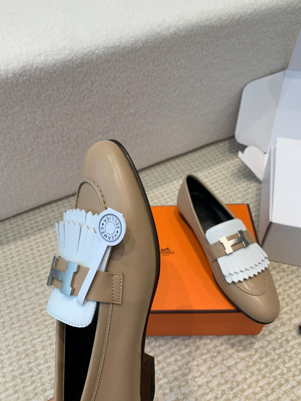 HERMES ROYAL LOAFER NUDE BROWN CALFSKIN
