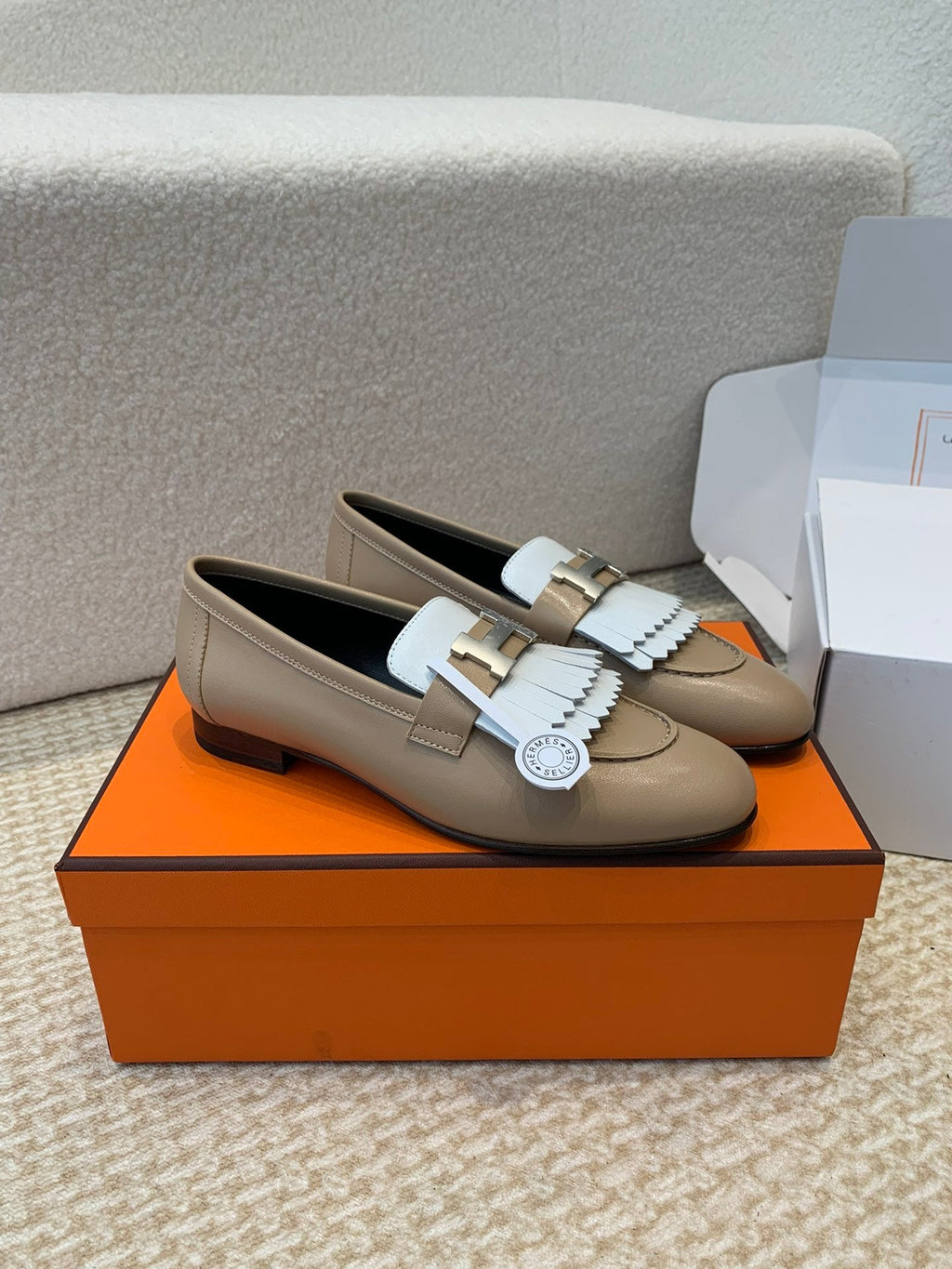HERMES ROYAL LOAFER NUDE BROWN CALFSKIN
