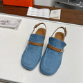 HERMES SQUARE TOE SLINGBACK DENIM CALFSKIN