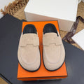 HERMES 25S MULE IN BEIGE SUEDE