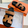 HERMES CHYPRE SANDAL IN CIDER BROWN SHINY GRAINED CALFSKIN