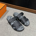 HERMES CHYPRE SANDAL BLACK CALFSKIN UNIQUE