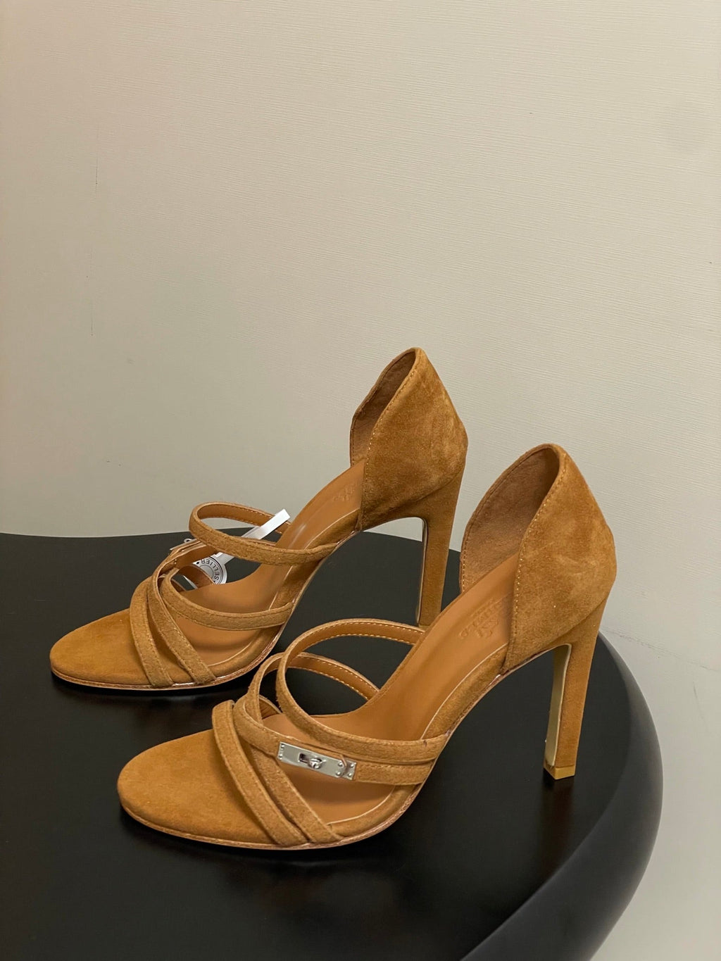 HERMES 25S HIGH-HEEL SANDAL 105 MM IN BROWN SUEDE