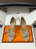 HERMES 25S HIGH-HEEL SANDAL 105 MM IN BEIGE SUEDE