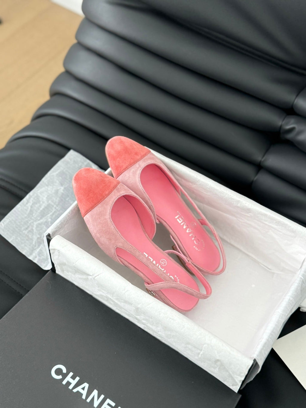 CHANEL CLASSIC SLINGBACK LIGHT PINK SUEDE