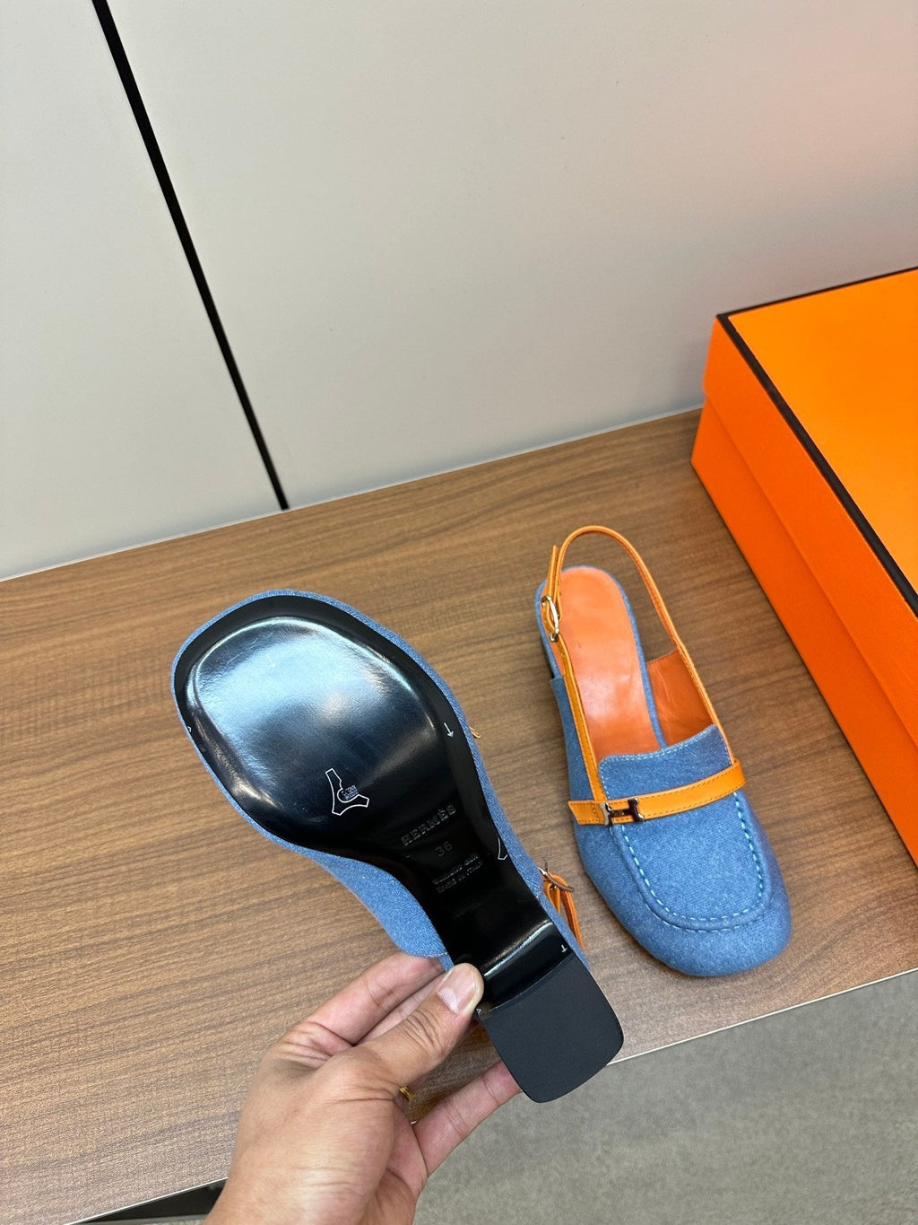 HERMES Infinie 50 pump azure blue