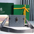 CASSETTE TRUNK BAG 21 IN GREY GOYARDINE CANVAS & CLAMECY COWHIDE