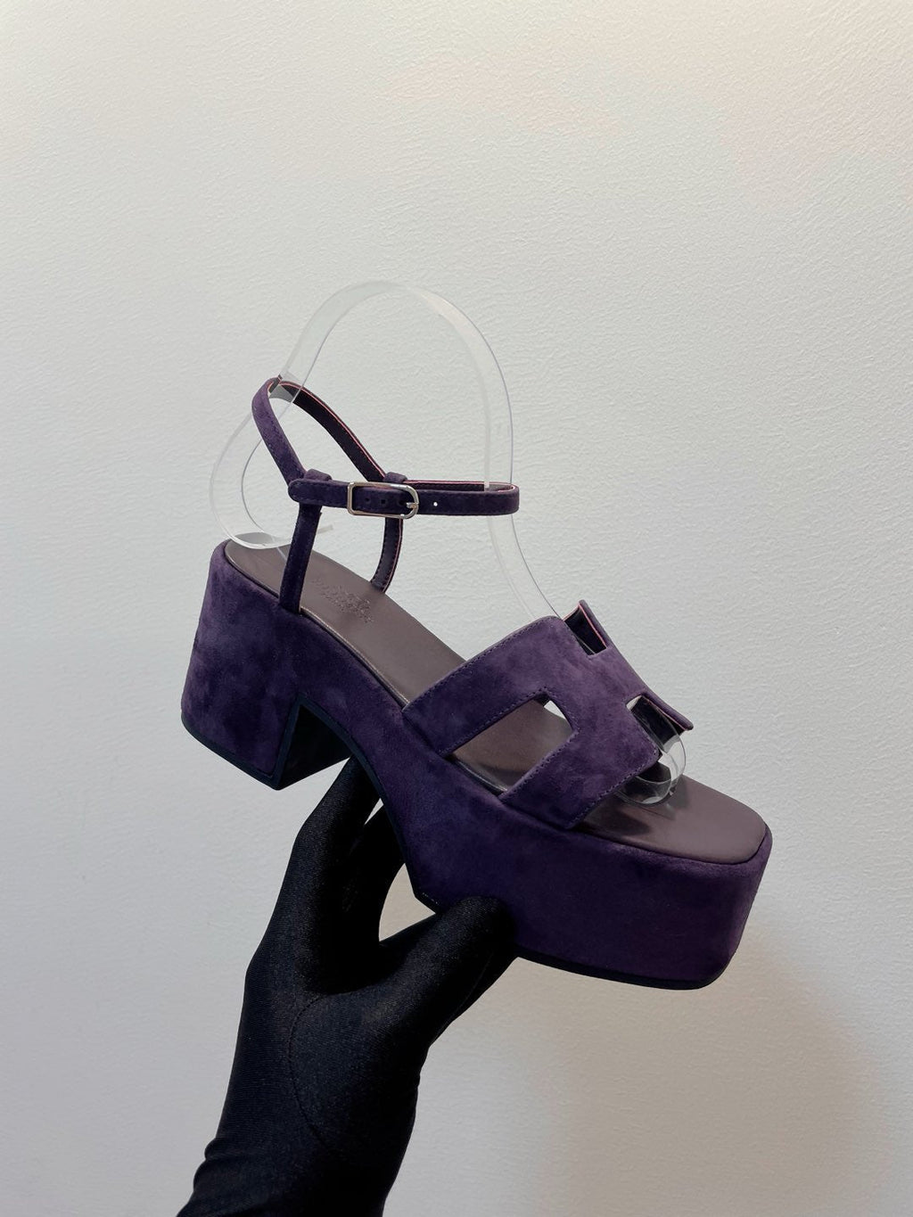 HERMES JAM 30 SANDAL IN VIOLET SUEDE