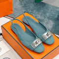 HERMES INNOCENTE SLINGBACK TEAL SUEDE