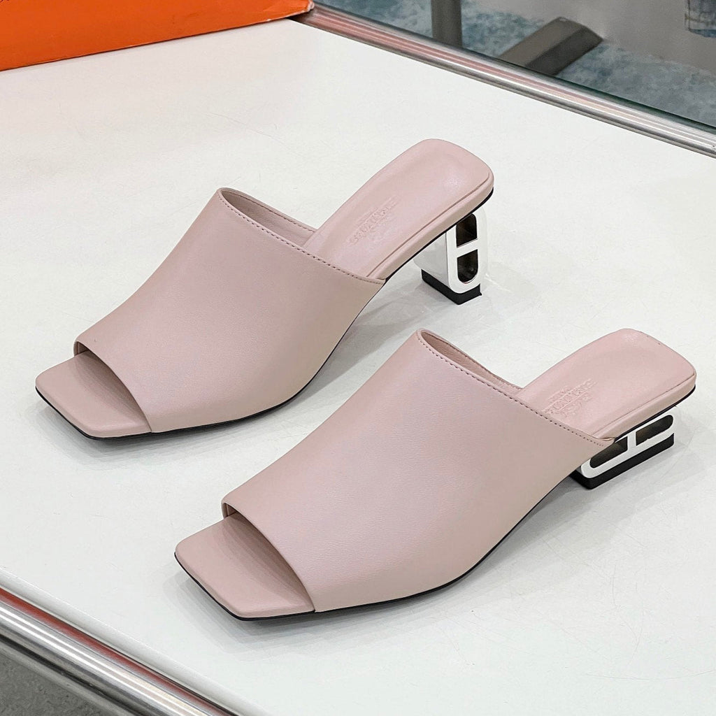 HERMES ICONIQUE 60 SANDAL IN BABY PINK CALFSKIN