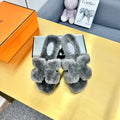 HERMES 0RAN SHEARLING SANDALS SMOKE GRAY
