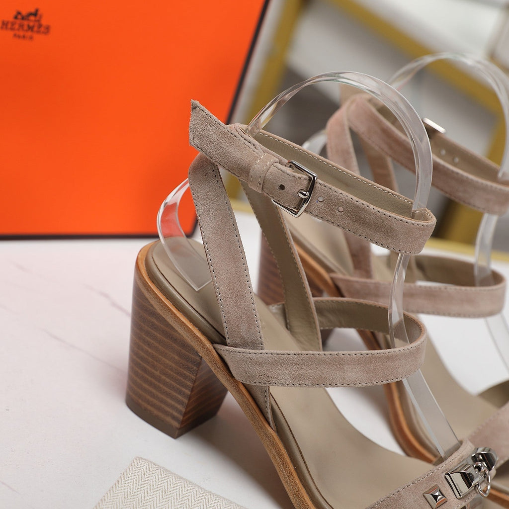 HERMES IVRESSE 65 SANDAL BEIGE SUEDE