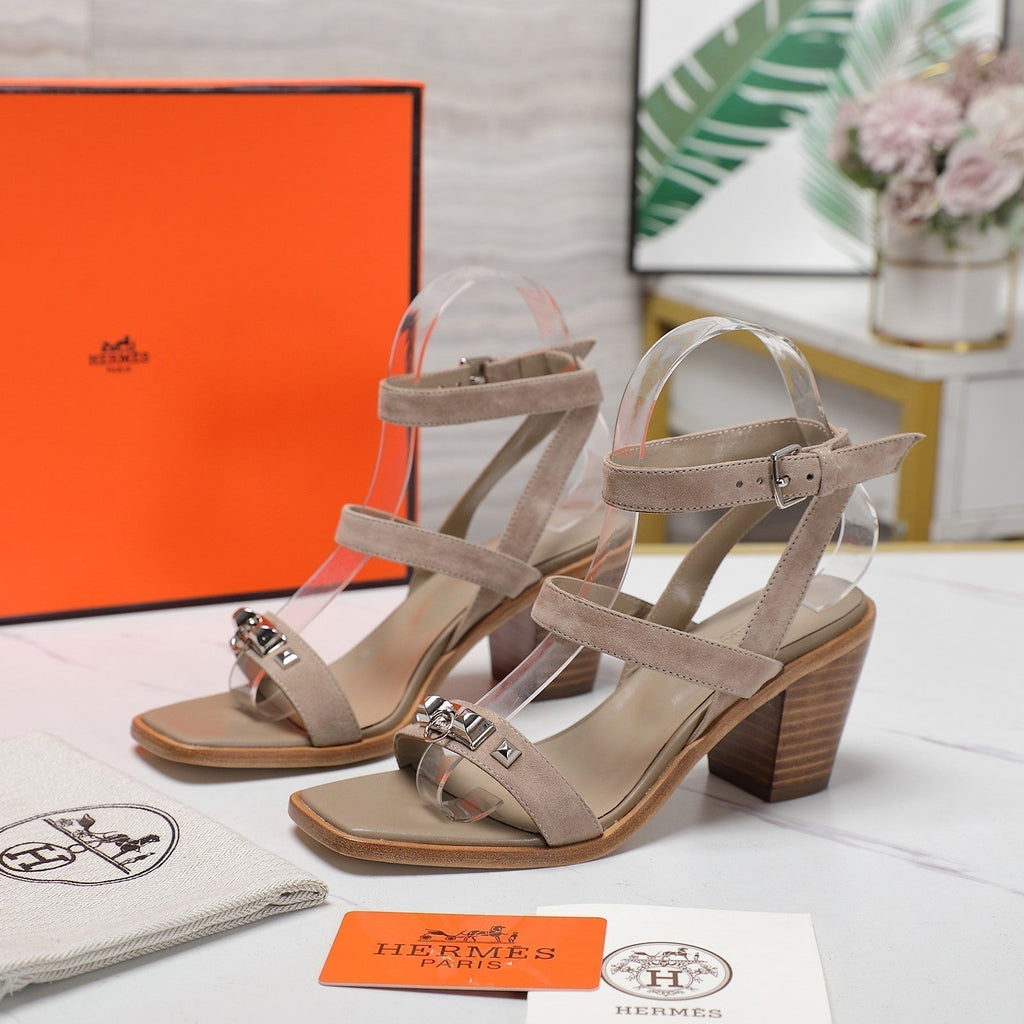 HERMES IVRESSE 65 SANDAL BEIGE SUEDE