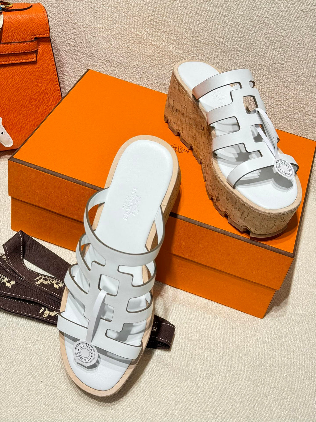 HERMES ISABELLA SANDAL WHITE CALFSKIN
