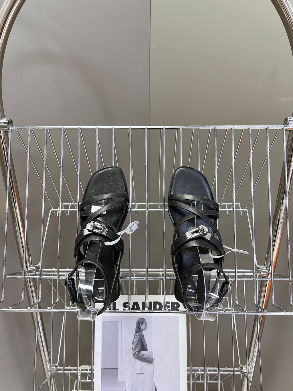 HERMES JUNE SANDAL BLACK CALFSKIN