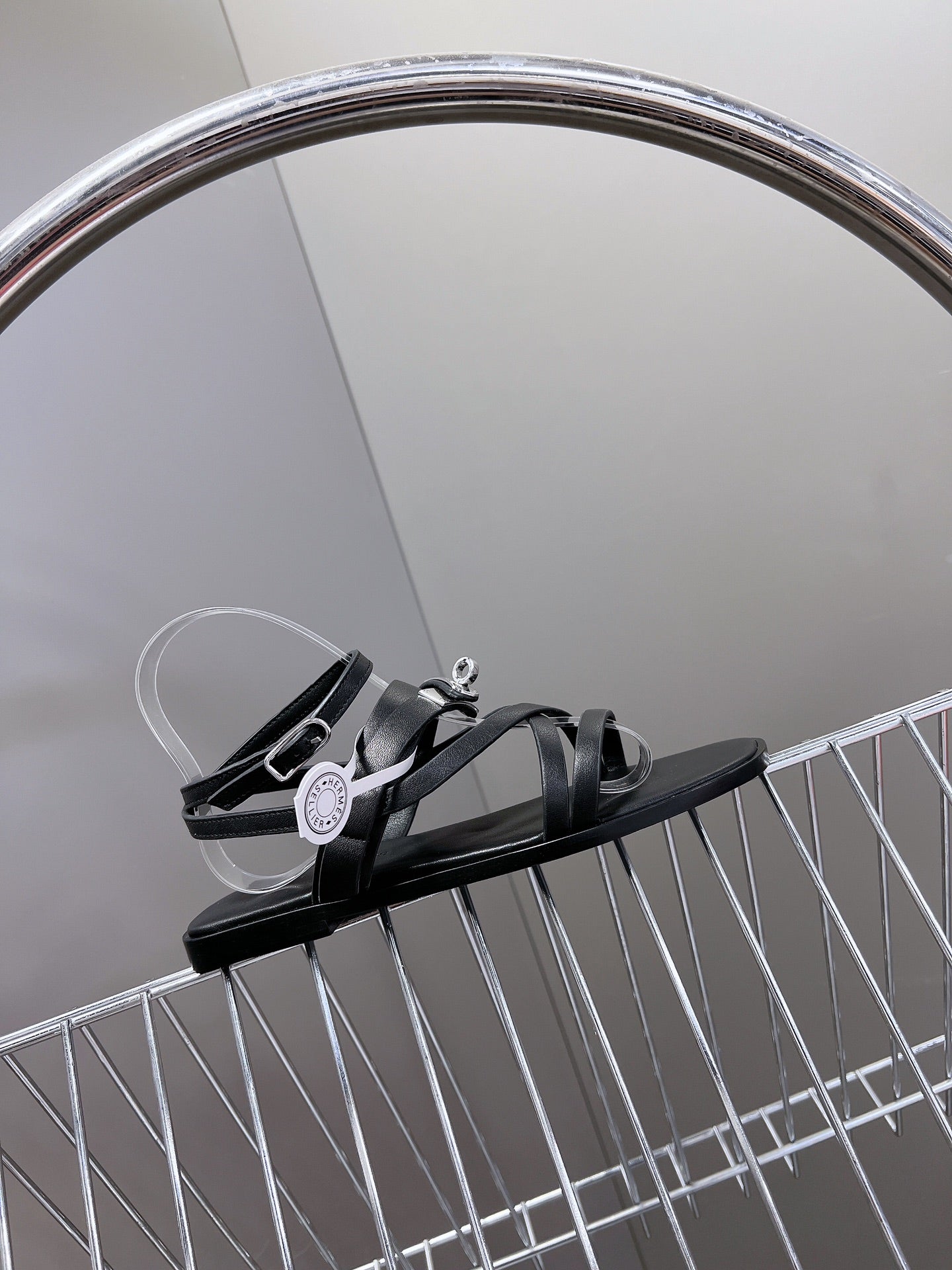 HERMES JUNE SANDAL BLACK CALFSKIN