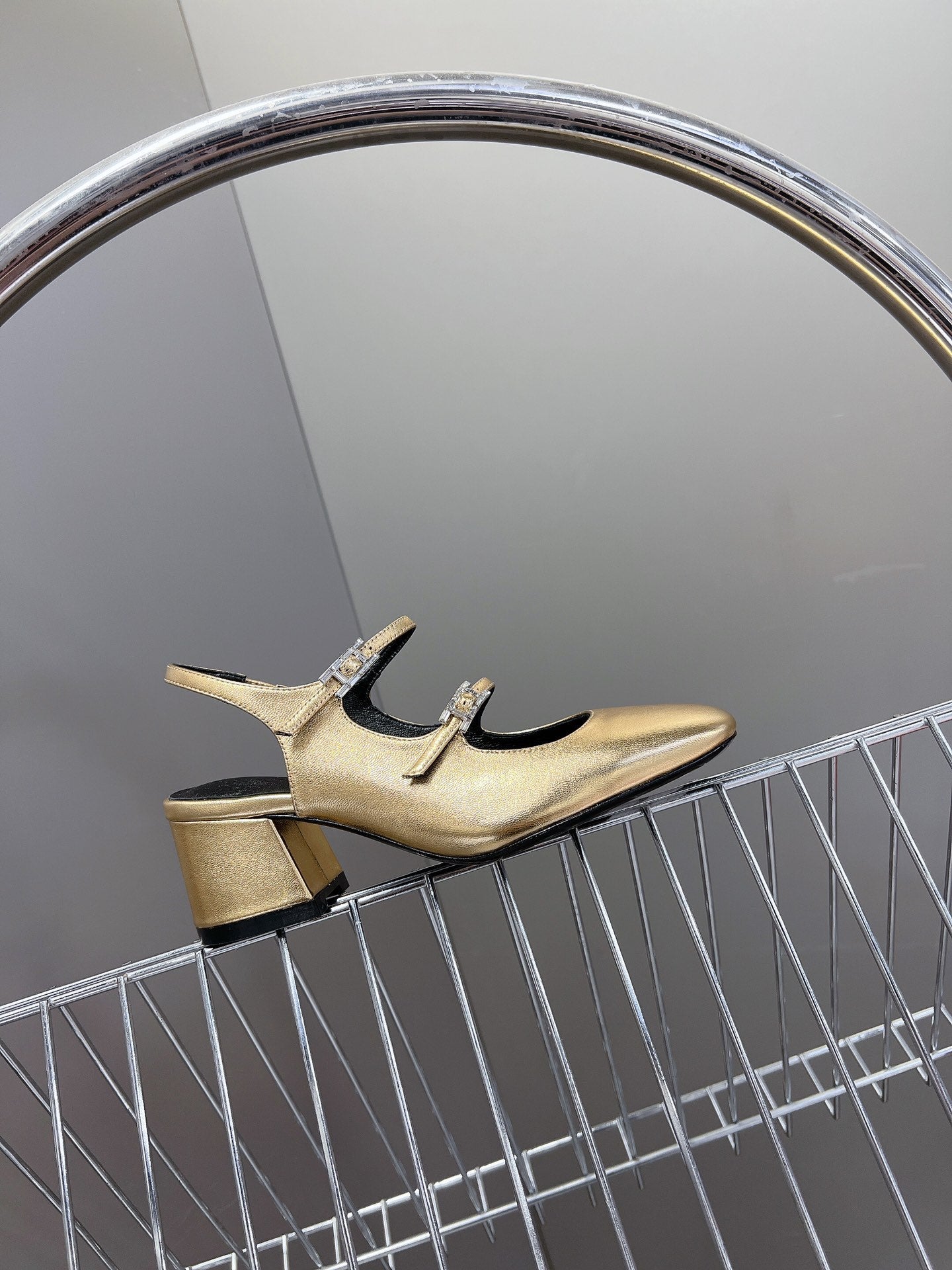 HERMES JACKIE 50 PUMP METALLIC GOLD LAMBSKIN