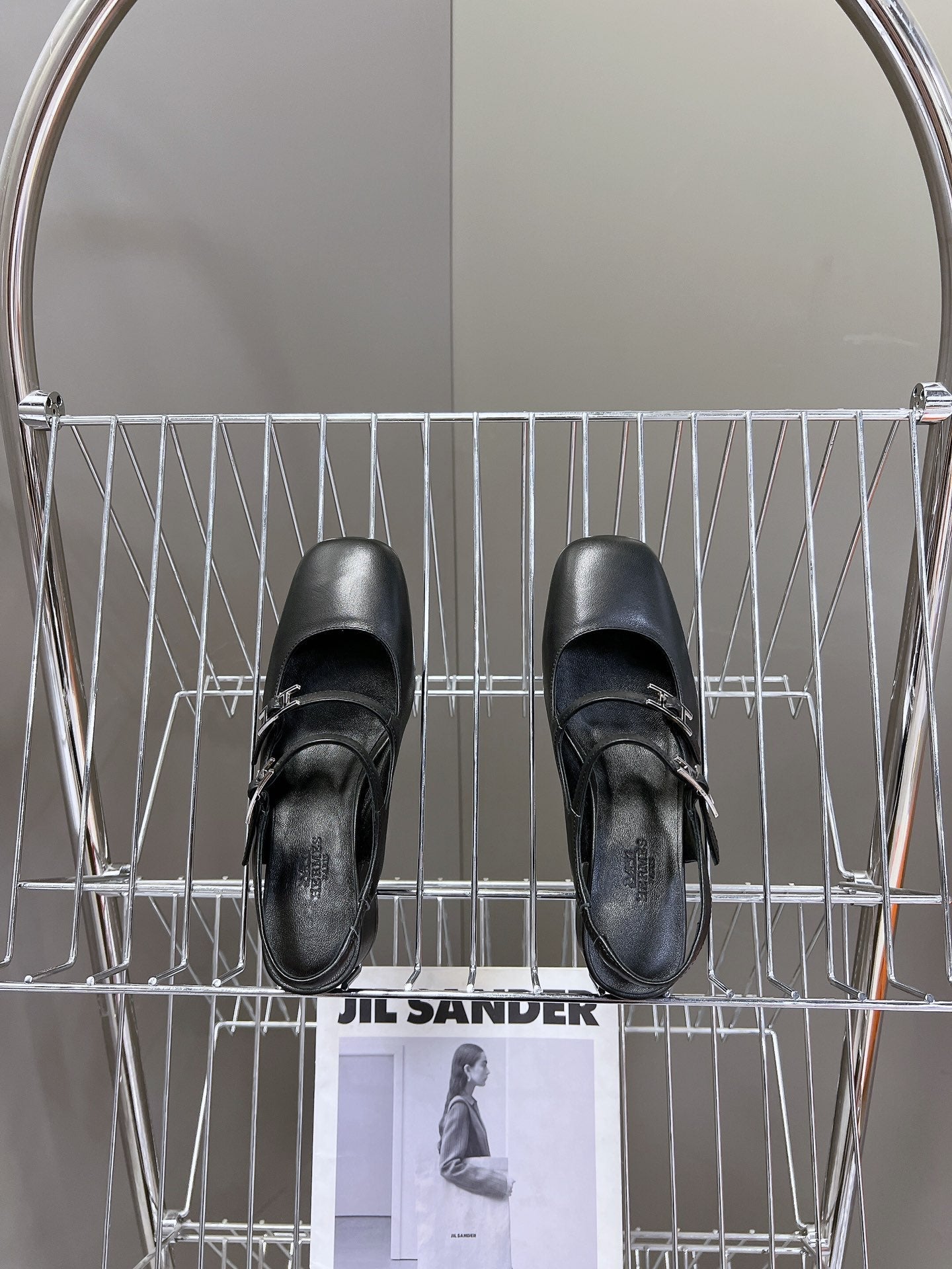 HERMES JACKIE 50 PUMP BLACK LAMBSKIN