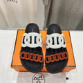 HERMES EXTRA SANDAL BLACK MIX WHITE MIX SYRUP CALFSKIN