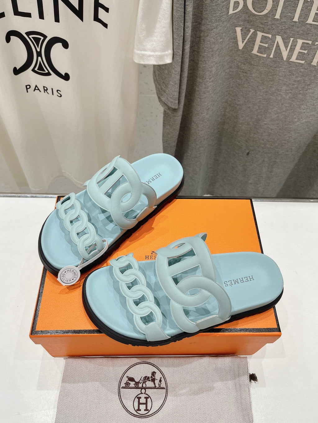 HERMES EXTRA SANDAL PASTEL PASTEL BLUE CALFSKIN