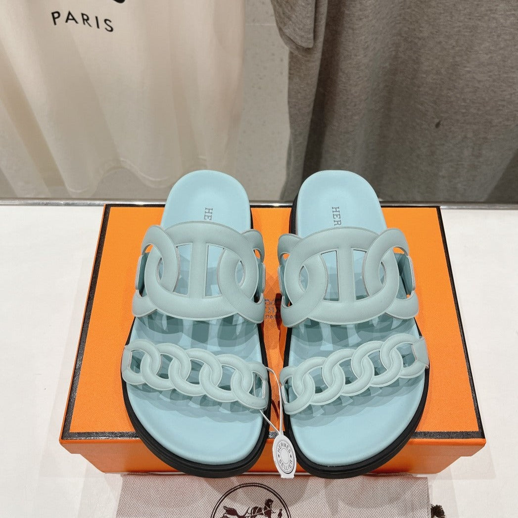 HERMES EXTRA SANDAL PASTEL PASTEL BLUE CALFSKIN